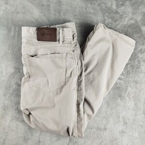 Brioni Pants Mens 38 Khaki Meribel Chino Casual 5-Pocket Leather Patch